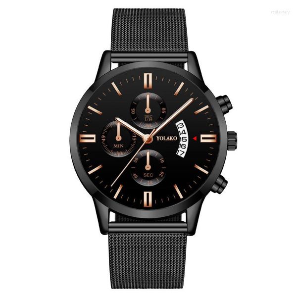 Relojes de pulsera para hombre, relojes con calendario, reloj de cuarzo de malla de acero inoxidable deportivo militar de lujo para hombre, reloj de pulsera informal, reloj Masculino