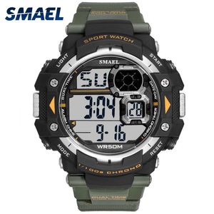 Horloges Heren Digitale Horloges Smael Merk LED-horloge Big Dial Wekker Sport Waterdicht 1379B Militair Leger