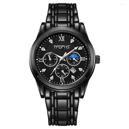 Relojes de pulsera para hombre, reloj elegante, cronógrafo de lujo, fase lunar, relojes para hombre, ropa Formal de negocios, reloj de moda