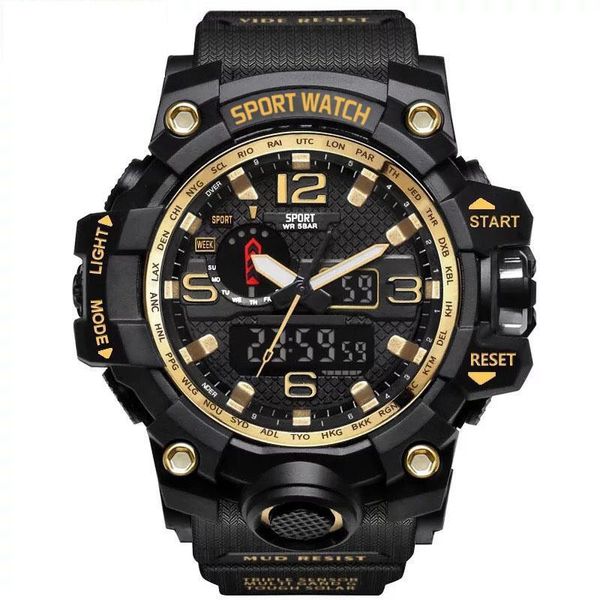 Montres-bracelets hommes mode Quartz pour mode décontractée numérique double temps montres de sport chronographe étanche Relogio Masculino 7421