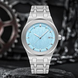 Montres-bracelets hommes mode montre en acier inoxydable bleu jaune cadran quartz analogique montre-bracelet pour main lumineuse étanche