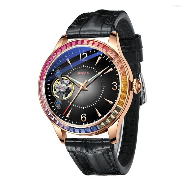 Mujeres de pulsera Hombres completamente automáticos Reloj mecánica de 43 mm Crystalime Racing Impermeabilizante Tourbillon Reloj de acero