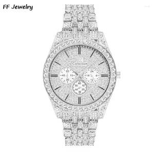 Montres-bracelets hommes glacés montres de luxe plein diamant or Quartz horloge cadeau Relogio Masculino Hip Hop montre