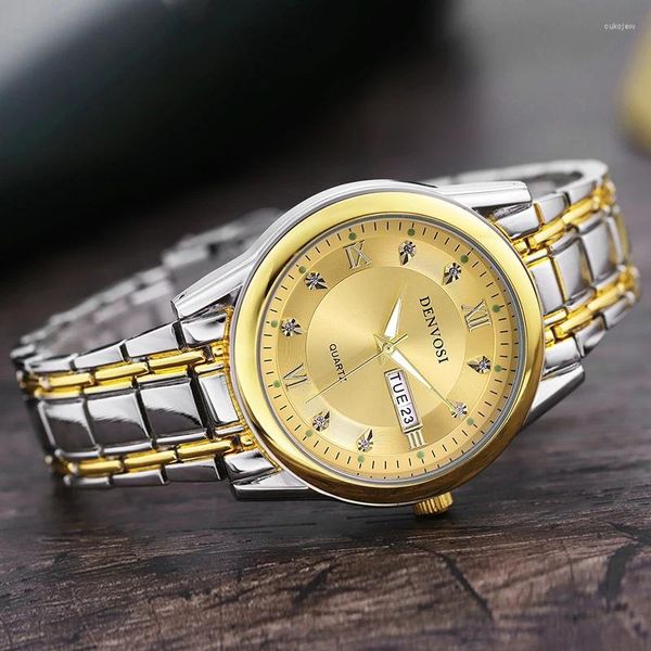 Montre-bracelets Hommes Luxury Watch Quartz Watches Business Casual Diamond Clock Male Fashion Afficier imperméable Cloc de loisirs