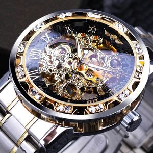 Horloges Heren Mechanisch Skelet Polshorloge 1pc Zilver Prachtig Diamant Tandwielbeweging Zakelijk Luxe Geschenk 230824