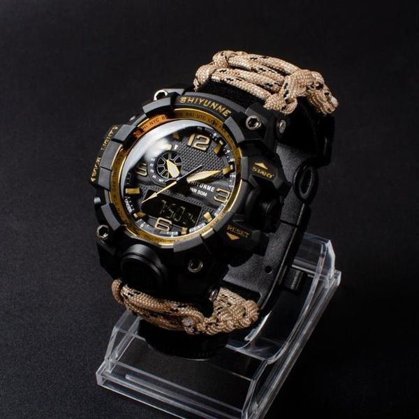 Montres-bracelets hommes militaire Sport montre en plein air boussole temps alarme LED montres numériques étanche Quartz horloge Relogio MasculinoWris225N