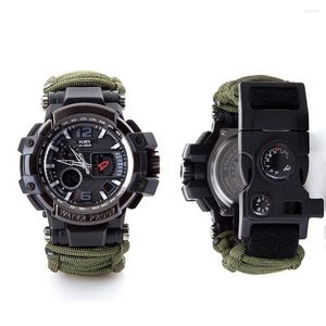 Relojes de pulsera para hombre, relojes digitales deportivos militares, brújula de supervivencia al aire libre, reloj multifunción resistente al agua, Cinta Métrica