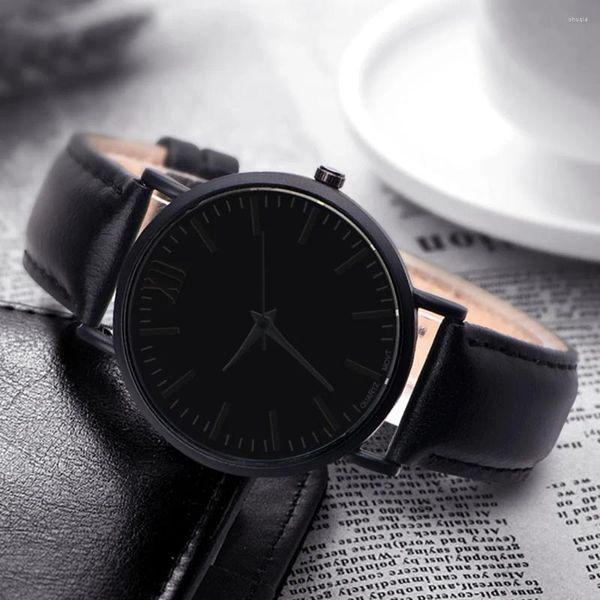 Montres-bracelets hommes minimaliste mode Ultra mince montres Simple affaires en cuir maille ceinture montre à Quartz loisirs Reloj Hombre