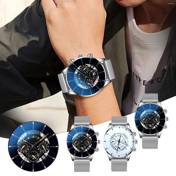 Wallwatches Men's Business Calendar Watches Belt de malla de acero inoxidable Reloj Fashion Fashion Ultra Thin