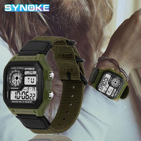 Relojes de pulsera Reloj digital para hombre Relojes LED impermeables de nailon Relojes deportivos de lujo para hombre Reloj despertador grande Relojes DeportivosRelojes de pulsera