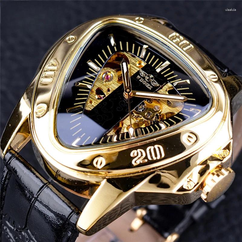 Wristwatches Men's Fashionable Automatic Mechanical Watch With Hollow Triangular Dial