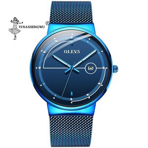 Polshorloges voor heren Leisure Sport Mesh Belt horloges Luminous Diamond Waterproof Ultra-Thin Business Rustless Steel Quartz Watch