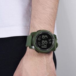 Montres-bracelets pour hommes, affichage lumineux, montre électronique en silicone, multifonction, sport militaire, LED numérique, double mouvement