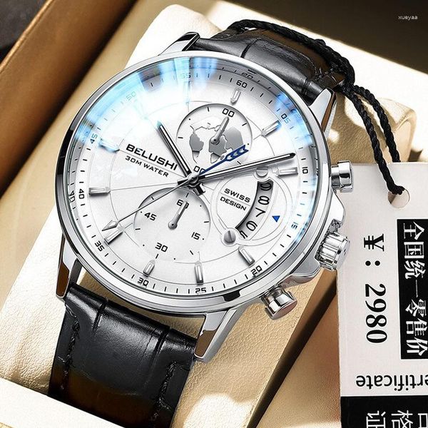 Montre-bracelets Men's Quartz Wristwatch 2023 Vendre trois yeux chronographes sports horloge imperméable Lumineuse Générale authentique pour les hommes