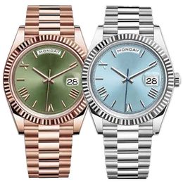 Polshorloges herenhorloge 41 mm groen Romeins cijfer gezicht grote date automatisch mechanisch waterbestendige saffierglas 904L roestvrij staal es