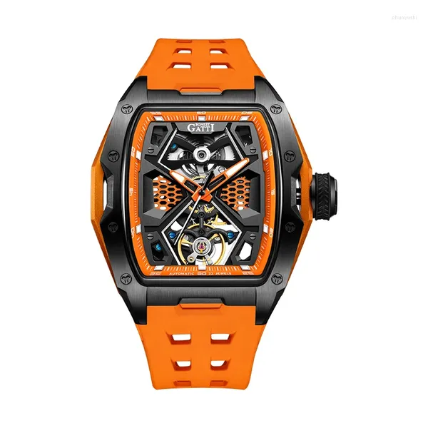 Relojes de pulsera Reloj para hombre 50 metros Relojes mecánicos impermeables para hombres Puntero luminoso Caja de acero inoxidable Reloj de negocios de goma Hombre