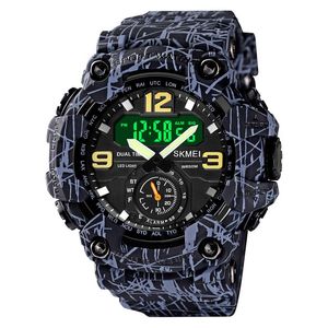 Montres-bracelets montre pour hommes sport numérique 5ATM étanche avec alarme chronomètre rétro-éclairage LED double affichage pointeur électronique