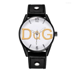 Relojes de pulsera Reloj Hombre DQG marca hombres moda deporte cuero banda cuarzo negocios Reloj Relogio Masculino