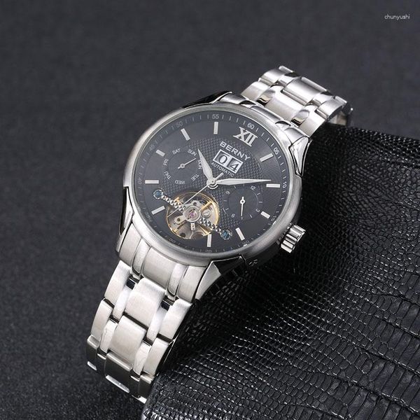 Montres-bracelets montre pour hommes haut automatique boîtier en acier inoxydable et bracelet montre-bracelet Reloj Hombre Orologio mécanique horloge mâle