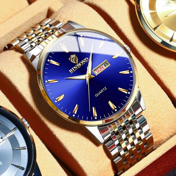 Relojes de pulsera Reloj para hombres Calendario luminoso impermeable Cuarzo coreano