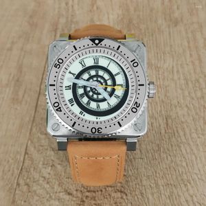 Horloges Herenhorloge zonder logo 42 mm roestvrij staal vierkante draad groene gloed belettering montage Japanse NH35-beweging