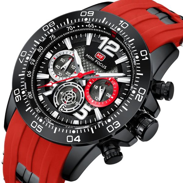 Relojes de pulsera Relojes para hombres Deportes Multifunción Subesferas Cronógrafo Manecillas luminosas Correa de silicona resistente al agua Relogio MasculinoWristwat