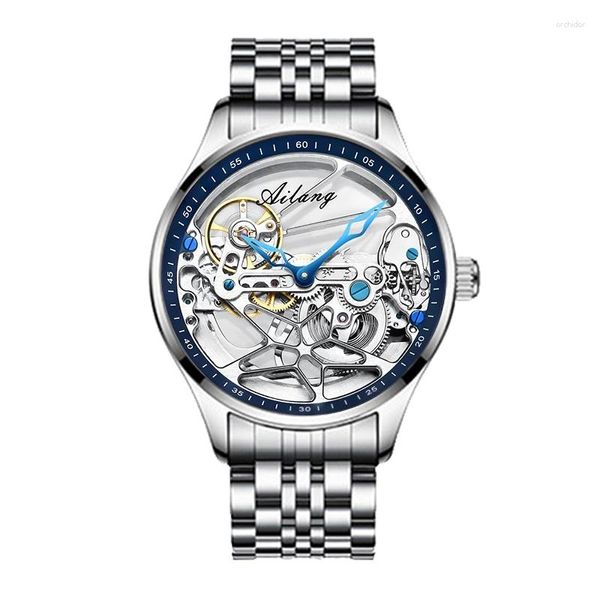 Relojes de pulsera Relojes de hombre Top AILANG Moda Esqueleto Reloj Hombres Reloj deportivo Automático Mecánico Montre Homme