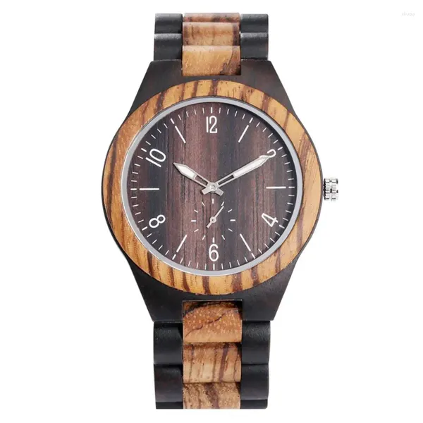 Montres-bracelets pour hommes, montre à Quartz en bois, bracelet généreux, pointeurs lumineux, cadran, pour mari, petit ami