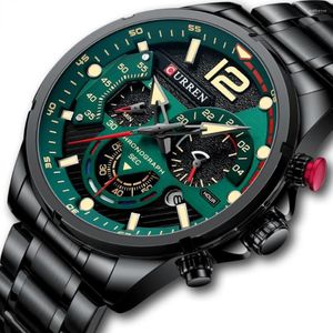 Montre-bracelettes Men Sport Chronograph Quartz Wristwatch Fashion Luxury Sobrave en acier inoxydable Horloge Lumineuse Hands Relogie Masculino 2857