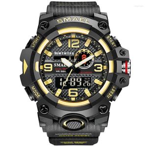 Polshorloges mannen sport horloges 50m waterdichte led -klok dubbele tijd display automatisch datum top kwarts militair