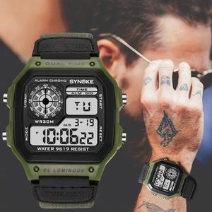 Polshorloges mannen sport horloges waterdichte retro digitale horloge voor led elektronisch klokontwerp nylon militaire man pols reloj hombre 264i