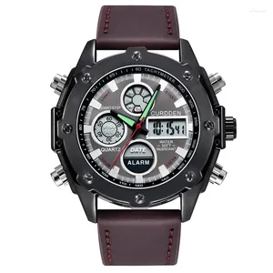 Montre-bracelets Men UNIQUE ORIGINAL CURDDEN Brand Chronograph Watchs Fashion Leather Band Dual Time Time Army Multi-Qusection Sports Vintage Watch