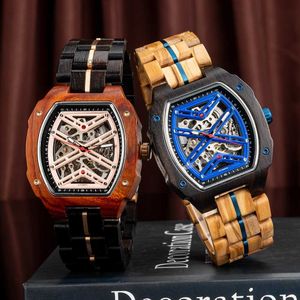 Montre-bracelets Men Watch 2022 Nouveau top bobo oiseau automatique montre mécanique en bois personnalisé Creative Wristwatch Cool Gifts Box Reloj Hombre