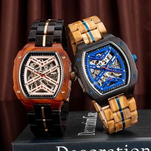 Montre-bracelets Men Watch 2022 Nouveau top bobo oiseau automatique montre mécanique en bois personnalisé Creative Wristwatch Cool Gifts Box Reloj Hombre