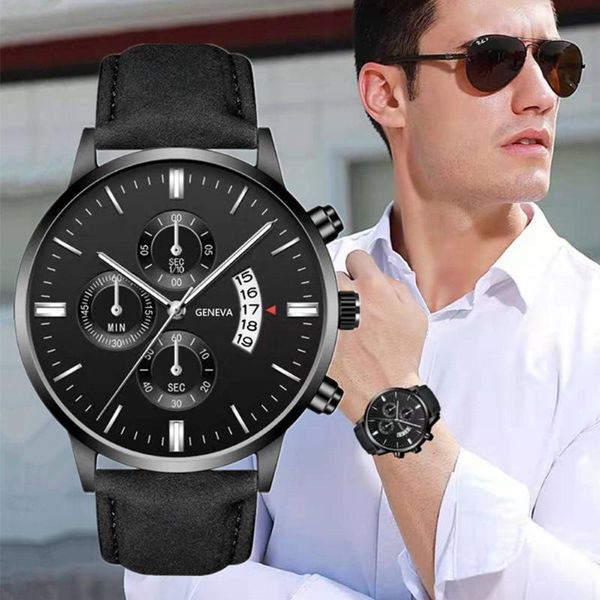 Montres-bracelets Montre Hommes Montre Fashion Sport Sport Alliage Boîte En Cuir Band Quartz Business Bracelet Calendrier Cadeau Relogio Masculino