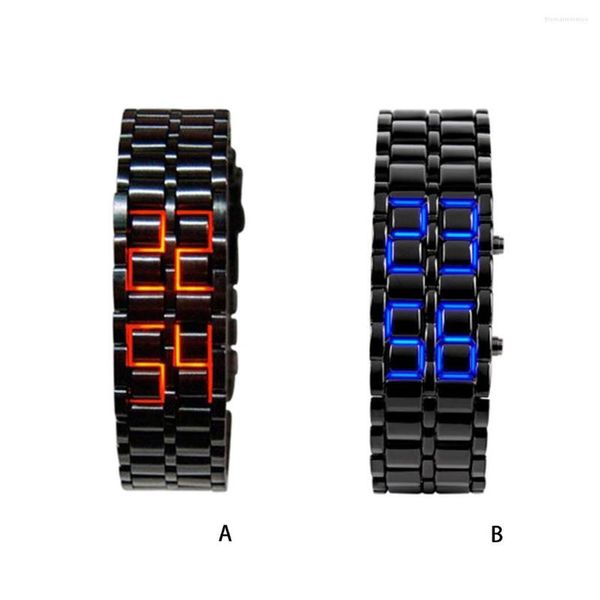 Relojes de pulsera Reloj para hombre Lava LED Accesorio de moda Pulsera Amistad Estilo retro Reloj de pulsera de mano Cadena de acero completa Decoración