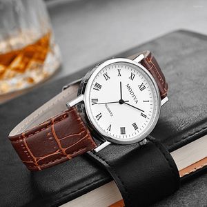 Polshorloges mannen kijken nummers schaal dial horloges lederen band quartz polswatch dames man vrouwelijke klok relogio mujer cadeaus