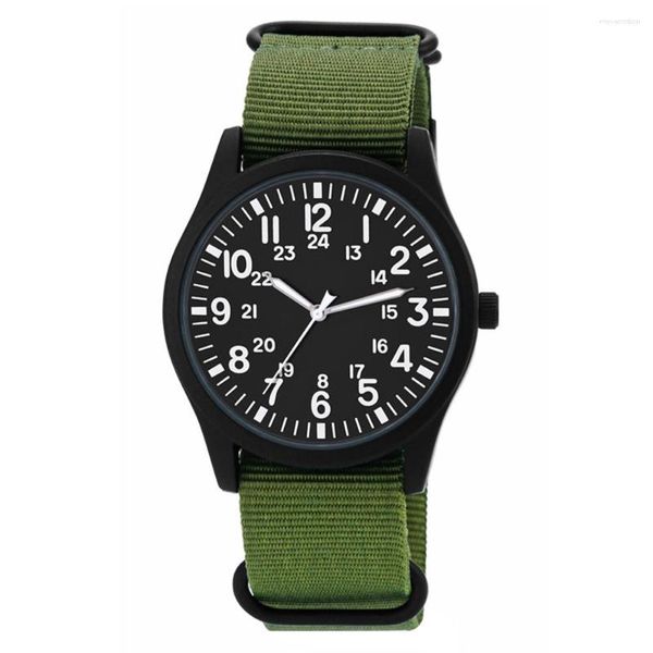 Montres-bracelets hommes montre bracelet en nylon Sport horloge extérieure affichage 24H montre-bracelet à Quartz Relogio Masculin
