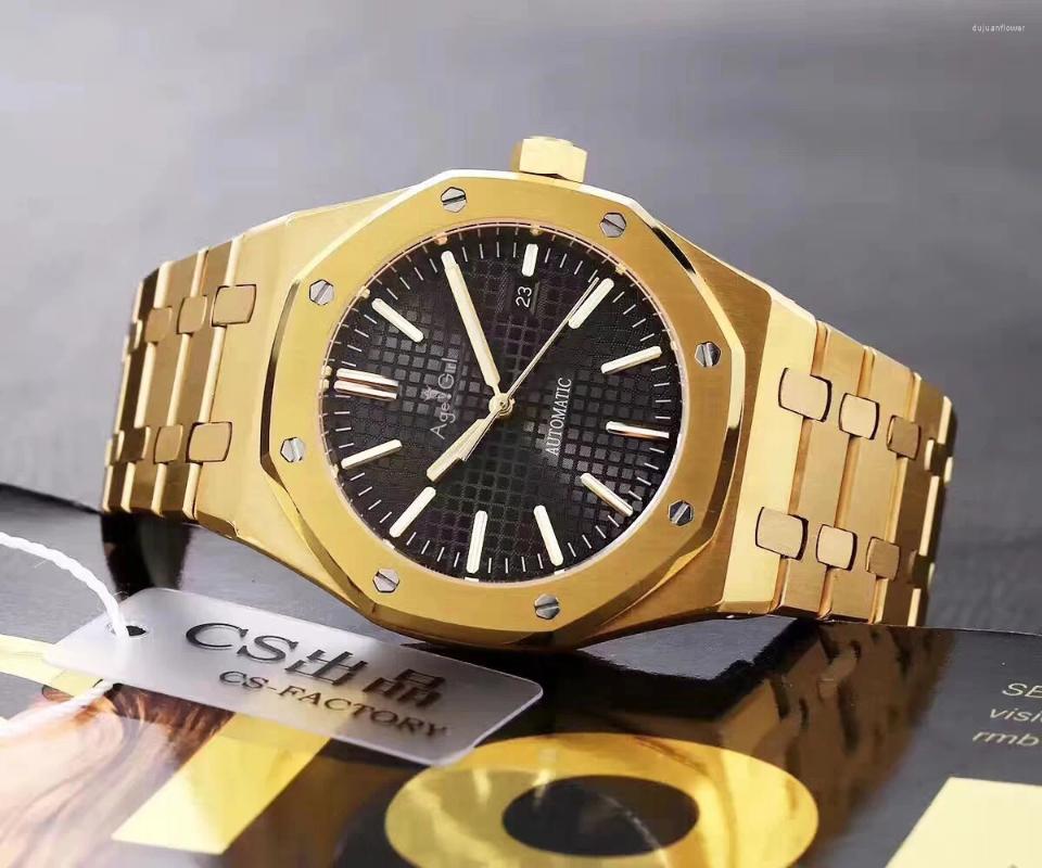 Relojes de pulsera Reloj para hombre Pulsera de acero inoxidable Oro rosa Negro Azul Relojes mecánicos automáticos con cristal de zafiro