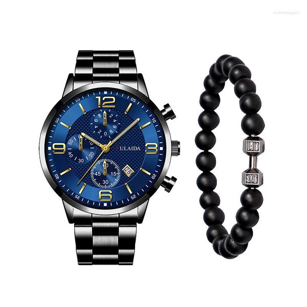 Relojes de pulsera para hombre, 2 uds., conjunto de reloj de cuarzo de lujo para reloj, reloj de moda para hombre, reloj Masculino