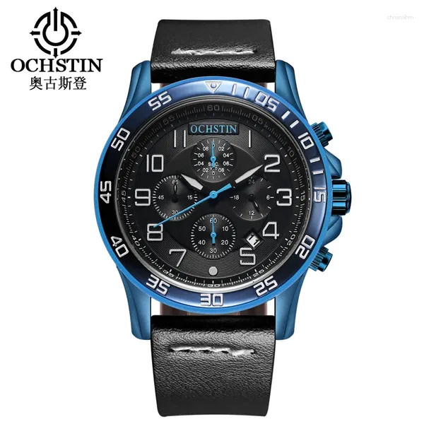 Mujeres de pulsera Men relojes de lujo Top Brand Ochstin 2024 Sports Chronograph Fashion Vestido macho Cinturón de cuero Reloj impermeable muñeca de cuarzo