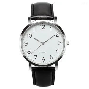 Montres-bracelets Hommes Montres Simple Business Analogique Alliage Vintage Quartz Montre Arabe Numéro Sangle Minimal Cadran Rond Classique Cuir Noir