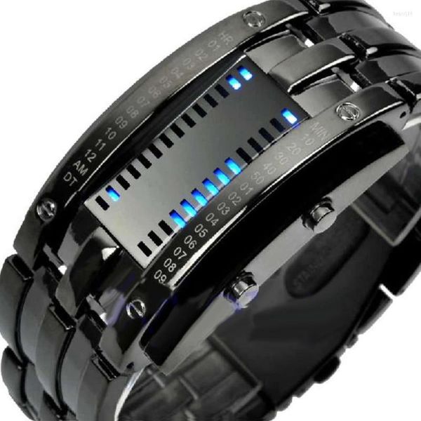 Relojes de pulsera para hombre y mujer, relojes LED digitales creativos de lujo, pulsera con fecha binaria, resistente al agua, 30m, reloj de pulsera electrónico militar, reloj