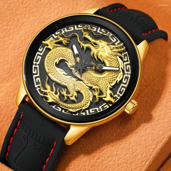 Muñecos de pulsera Men Wallwatch Quartz Military Sport Original Masculino Reloj Top Chino Dragon Watch Gift 2024