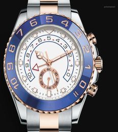 Montre-bracelets Men039s mécanique Luxury Watch 44mm 2021 116688 Acier inoxydable 11 Montres édition en or rose Blue Céramique Bezel5574940