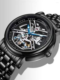 Horloges Automatische herenhorloges Skeleton Tourbillon Mechanisch zelfopwindend Luxe jurkpolshorloge Waterdicht Lichtgevend Relogios