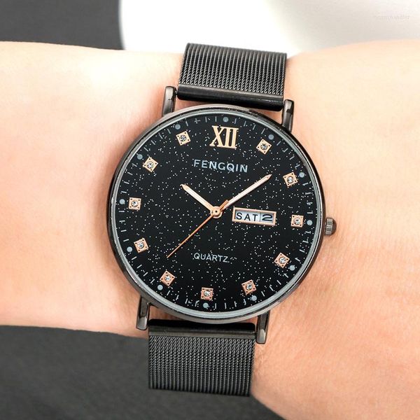 Relojes de pulsera para hombre Máquina completamente automática Reloj de núcleo Shi Yingfei Estudiantes mecánicos Calendario doble Luminoso Impermeable para