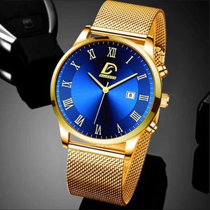 Polshorloges Heren Minimalist Es Luxe roestvrijstalen mesh riem kwarts pols 2022 Men Business Casual Sports Clock Y240510