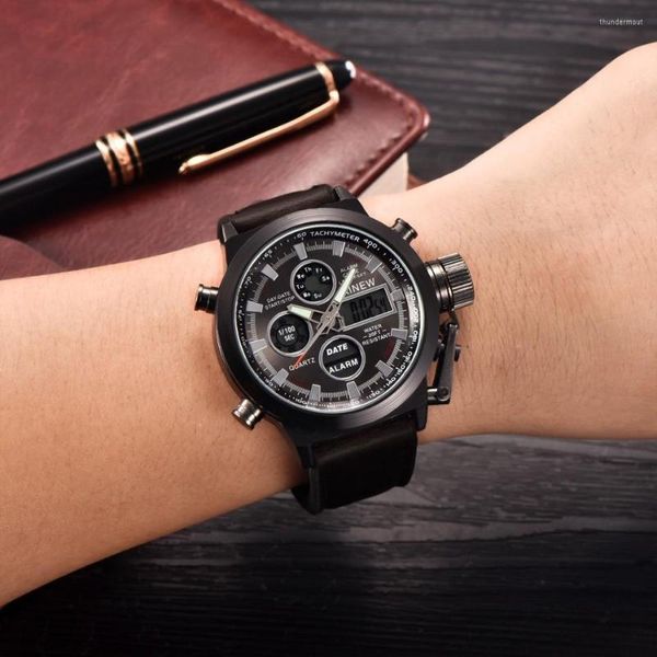 Montres-bracelets hommes Quartz Sport militaire LED montres analogique en acier inoxydable montre-bracelet Reloj Hombre