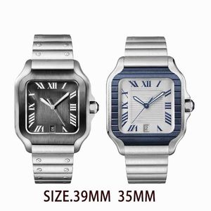 Relojes de pulsera Reloj para hombre Tamaño de tarjeta 39 mm 35 mm Cuadrado 904l Correa de acero inoxidable Movimiento mecánico automático Zafiro Resistente al agua Damas